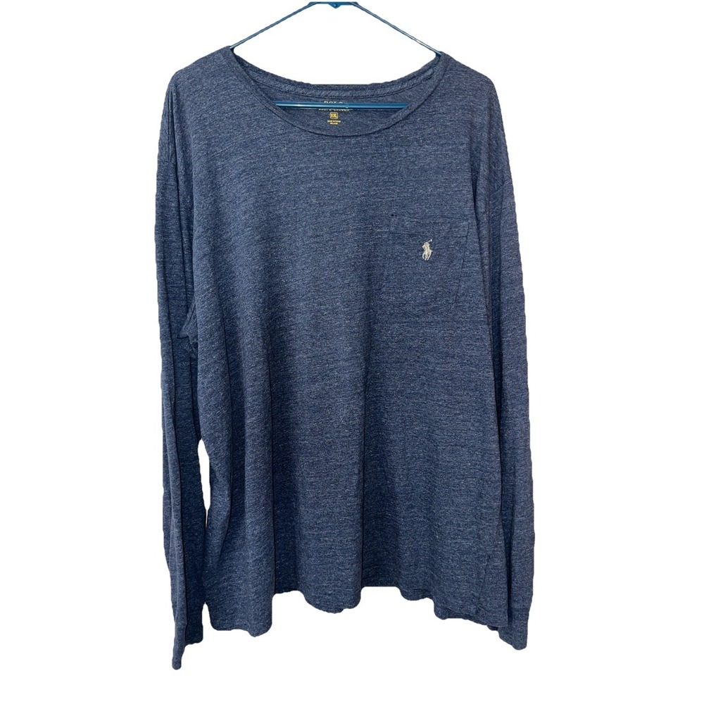 Polo Ralph Lauren Men's 2XL Long Sleeve T-shirt Navy Blue Heather Pocket Cotton